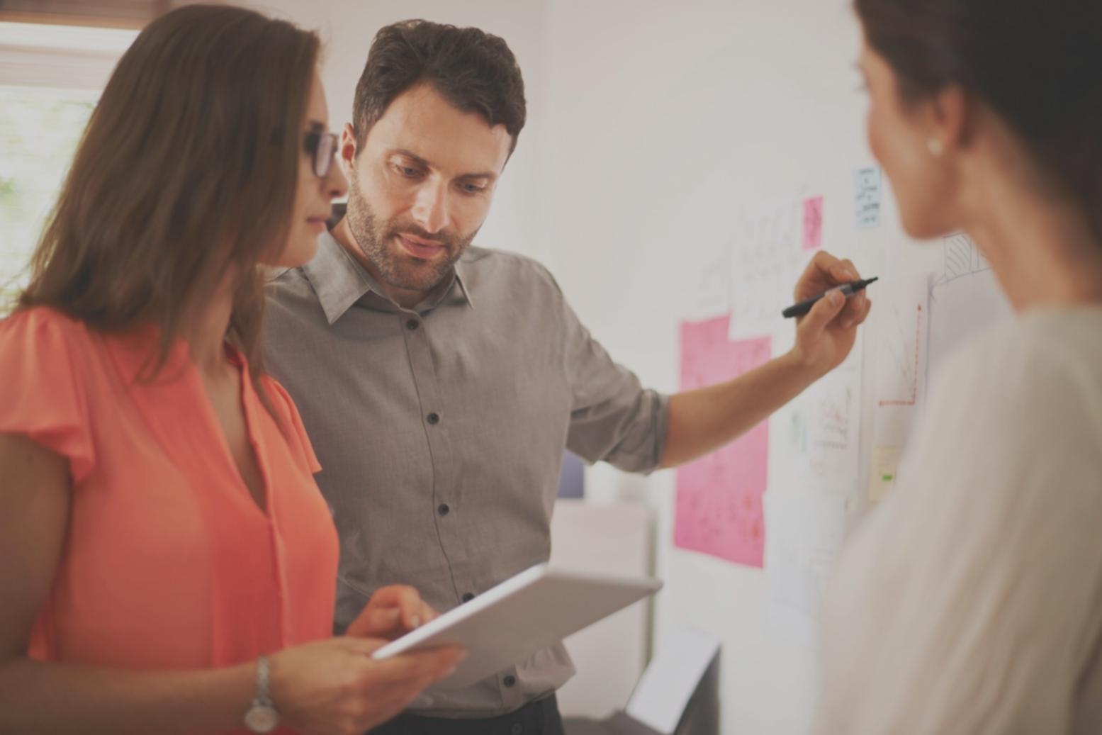 Team collaboration during strategic planning session